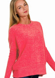 Magenta knit sweater in our boutique, great for the holidays
