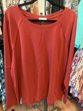 thermal material plus size top in fall colors in our boutique