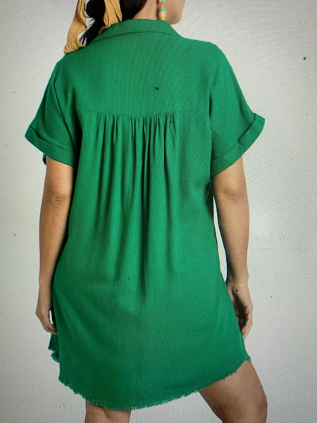 knee length dresses for ladies Women’s Sea‐Green Linen Tunic Dress – LIRA main image 1