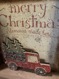 Merry Christmas red Christmas truck decoration made by primitives by kathy