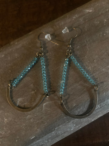 western jewelry with a boho vibe, mint crystal and bronze statement earrings