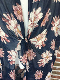 Navy Floral Front Tie Duster Kimono - Aunt Lillie Bells