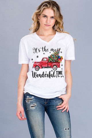 red truck Christmas tee it's the most wonderful time of the year