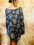 Charcoal Paisley Print Dress - Aunt Lillie Bells