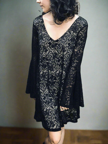 Black Lace Dress with a v-neck 