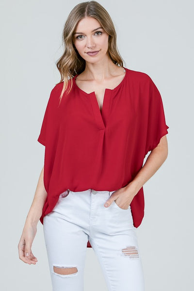red chiffon blouse