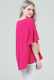 fuschia pink blouse with ruffle sleeves in our boutique aunt lillie bells