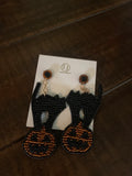 Halloween black cat and jack o lantern bead earrings at aunt lillie bells
