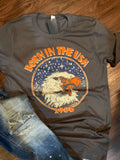 born in the USA with eagle graphic tee in our western boutique