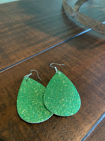 green St. Patrick's day faux leather earrings