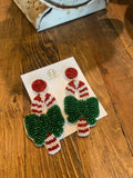 Christmas candy cane sead bead earrings at aunt lillie bells