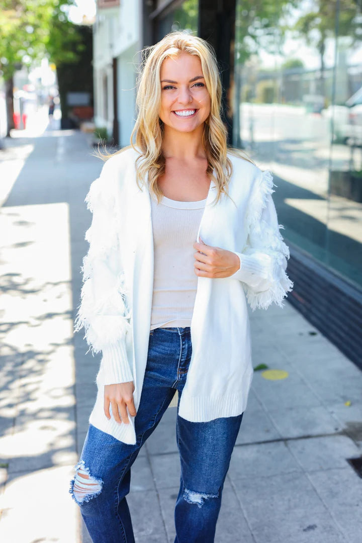 Fringe Knit Cardigan Sweater Fringe Knit Cardigan Sweater