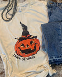 halloween witch pumpkin graphic tee with a vintage look