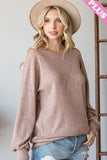 taupe fall waffle weave top in plus size