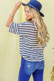 Charcoal Grey Striped Plus Top