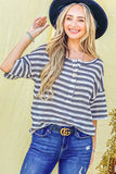 Charcoal Grey Striped Plus Top