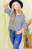 Charcoal Grey Striped Plus Top