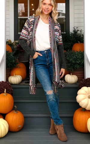 Aztec Fringe Cardigan