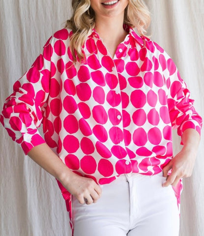pink polka dot blouse for summer