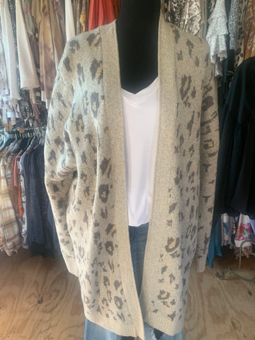 Plus size cream leopard cardigan jacket in our boutique aunt lillie bells