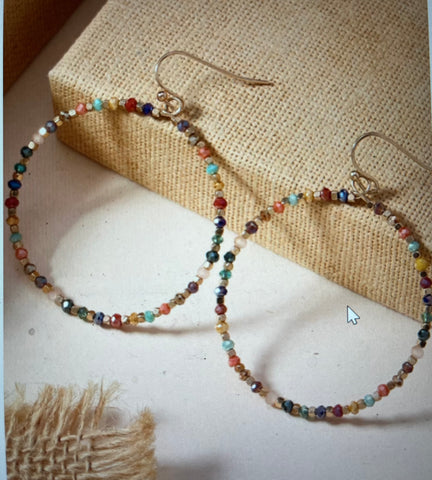 bead earrings, multi-colored sead beads, perfect for summer