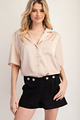 champagne satin blouse