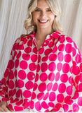 hot pink polka dot top is perfect for summer vacation