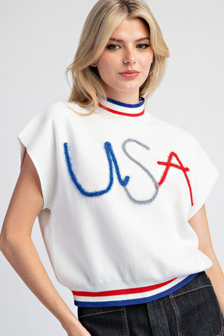 USA white sweater top