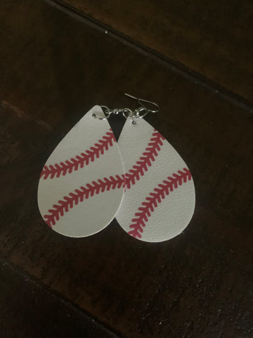 baseball earrings, faux leather cute for any outfit