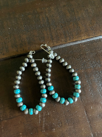 faux turquoise and Navajo pearl earrings