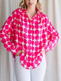pink and white polka dot blouse is great layered over a tank