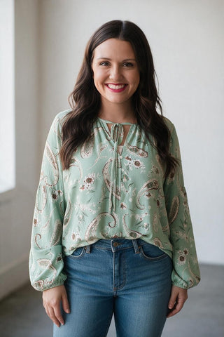mint paisley print blouse