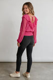 hot pink ruffle top