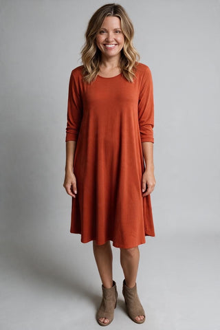 rust t-shirt dress