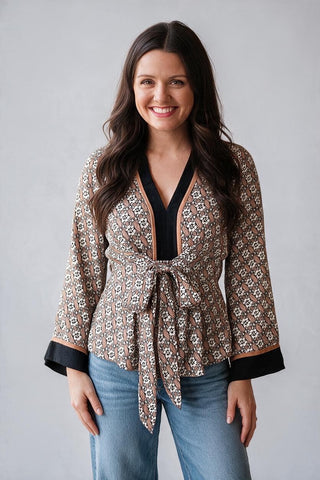 fall print blouse 