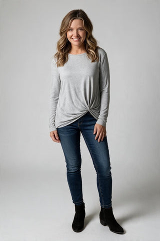 grey tshirt with twist front