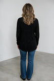 black tee with cute black sequin elbow patches