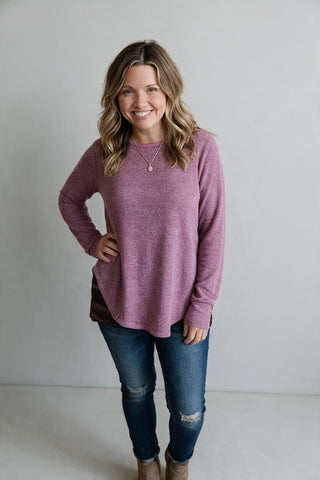 berry pink sweater with lace back