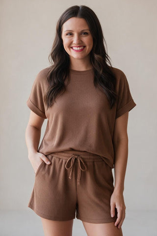 brown short set 