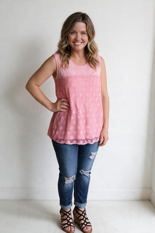 coral lace sleeveless top