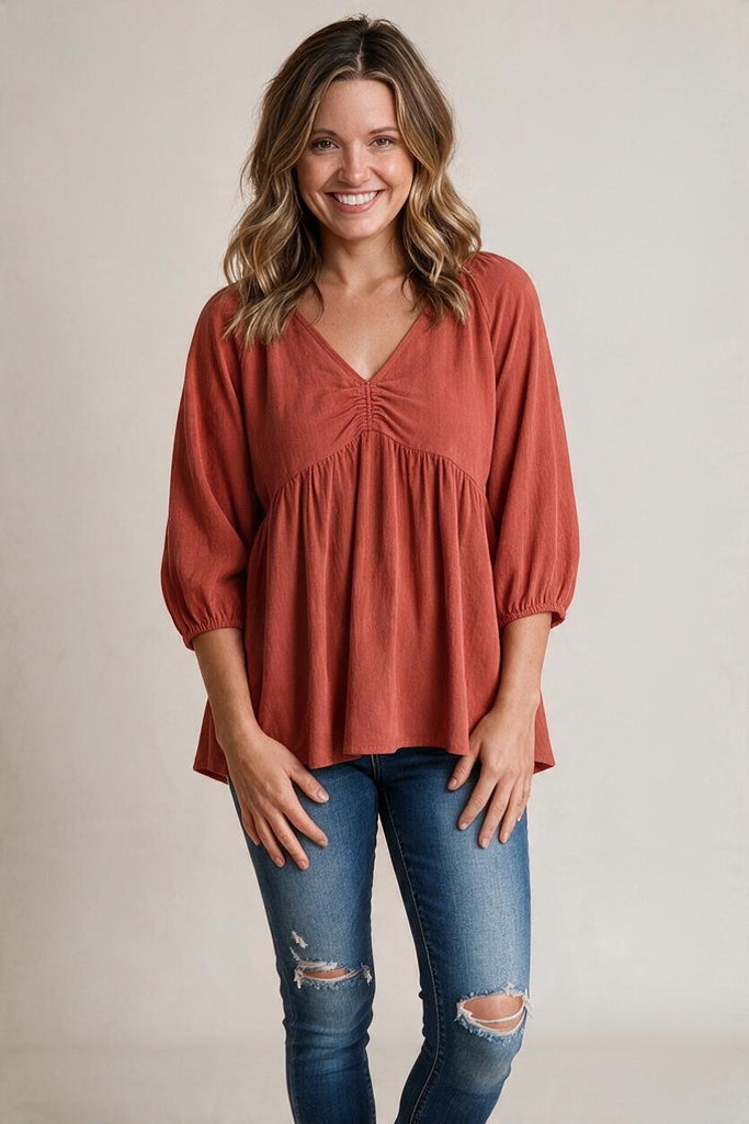 brick babydoll top