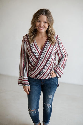 striped print top