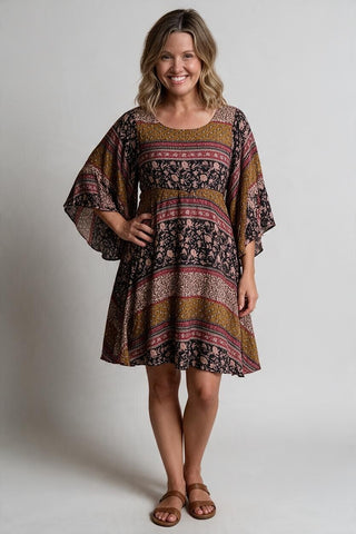 brown print dress