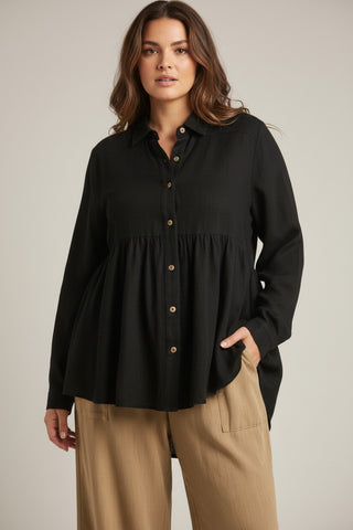black babydoll plus size top