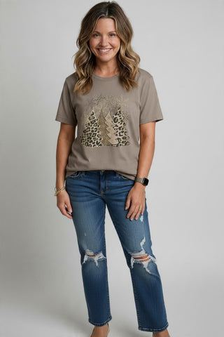 leopard Christmas tree tee