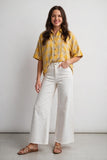 sunflower yellow plaid blouse