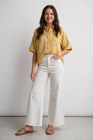 sunflower yellow plaid blouse