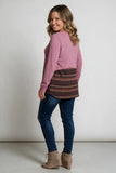 berry pink sweater with lace back