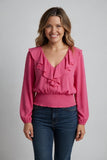 hot pink ruffle top