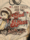 smile and say God bless western graphic tee